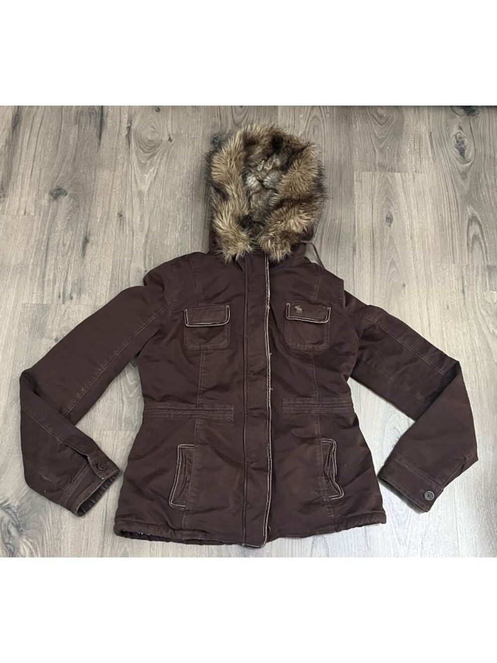 Vintage Abercrombie & Fitch Faux Fur Hooded Jacket Women’s Size L - READ